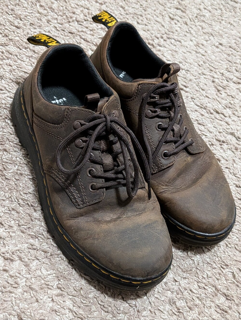 Doc Martens Reeder Crazy Horse Leather Utility Shoe Dark Brown US Men 9